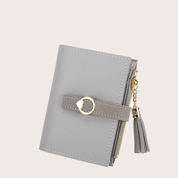 

Tassel Charm Fold Over Purse, Grey