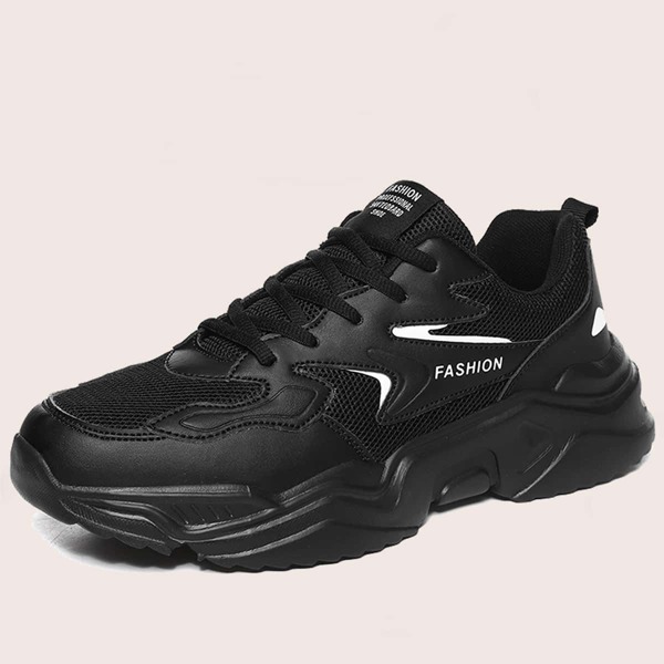 

Men Letter Graphic Lace-up Front Sneakers, Black
