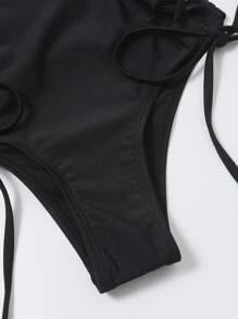 SHEIN Swim Bikini mit hoher Taille zum Schnüren