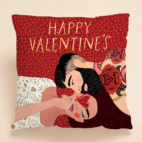 

Couple Print Cushion Cover Without Filler, Multicolor