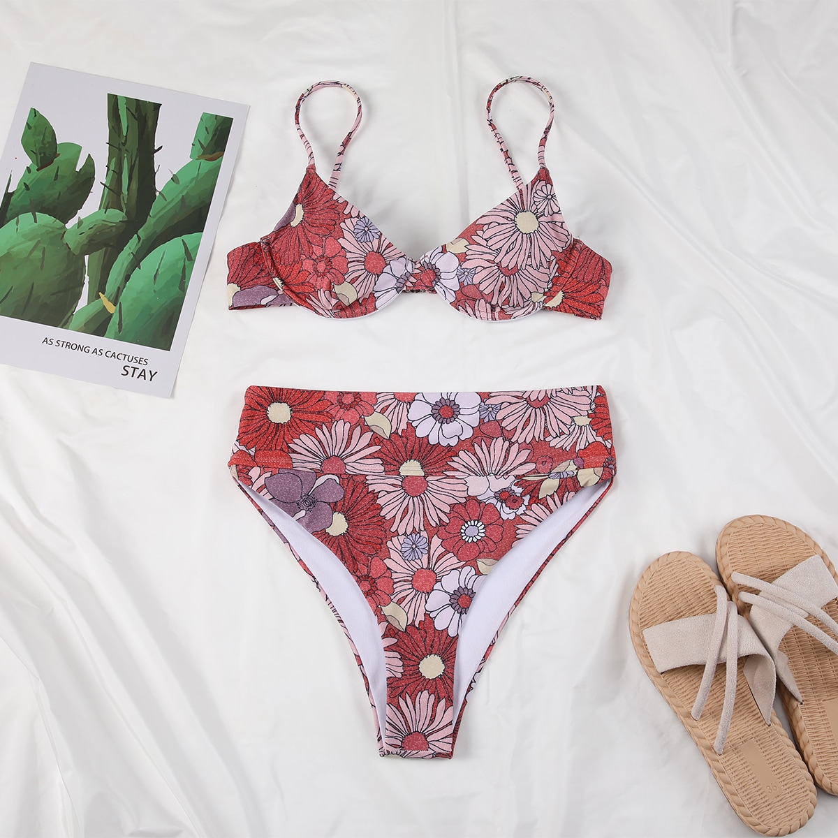 Image of Allover Floral Underwire Bikini Swimsuit