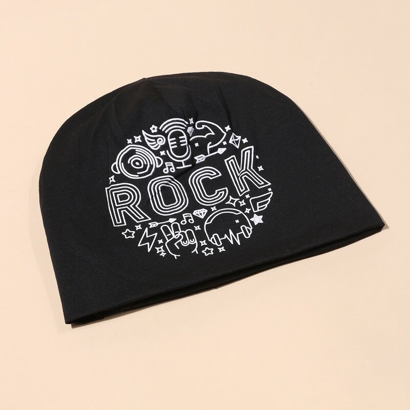 

Letter Pattern Beanie, Black