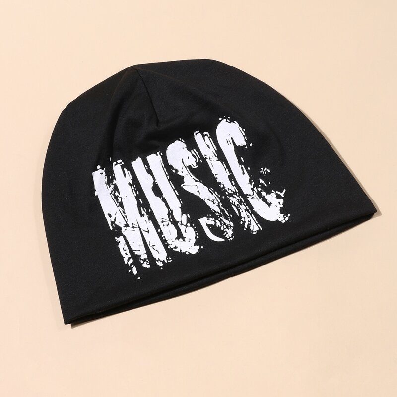 

Letter Pattern Beanie, Black