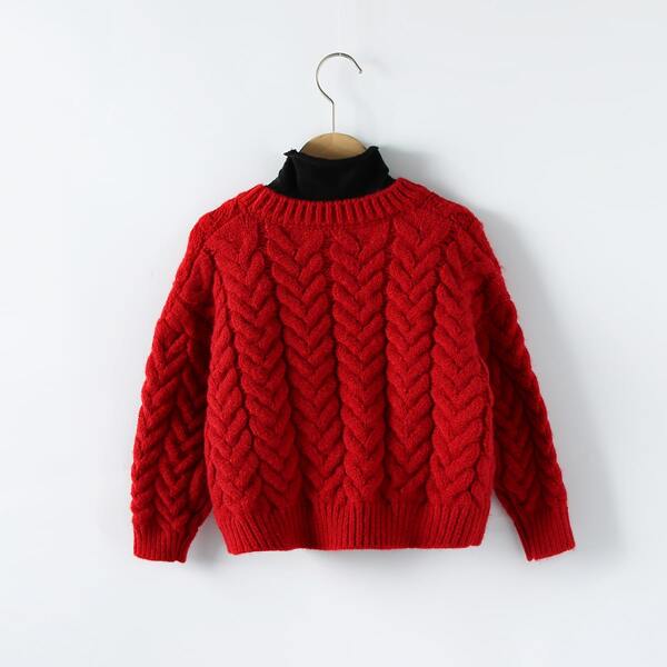 

Girls Solid Cable Knit Sweater, Burgundy