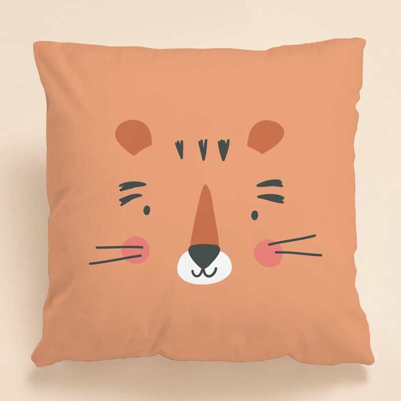 

Kids Cartoon Graphic Cushion Cover Without Filler, Orange