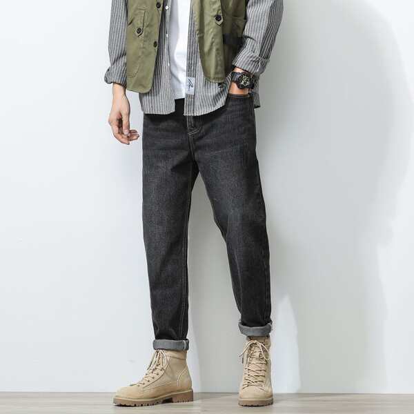 

Men Pocket Carrot Jeans, Black