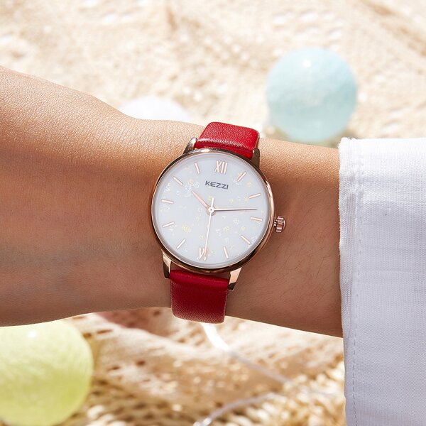 

1pc Simple Round Pointer Quartz Watch