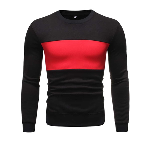 

Men Color Block Round Neck Sweatshirt, Black