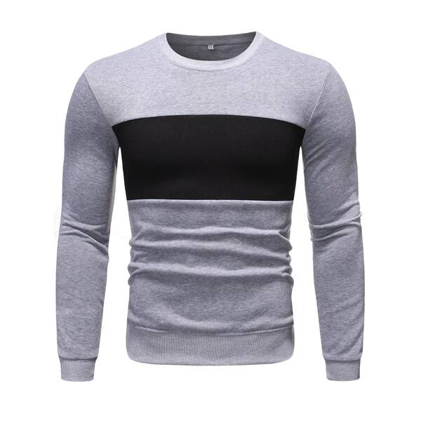 

Men Color Block Round Neck Sweatshirt, Grey
