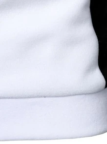 Manfinity Homme Áo hoodie dài tay hai tông màu đơn giản có dây rút cho nam, dành cho mùa thu - Đen và trắng - Xem 6