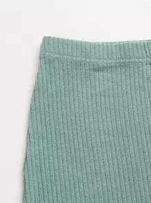 Seusyu 標語刺繡羅紋針織上衣和半身裙套裝