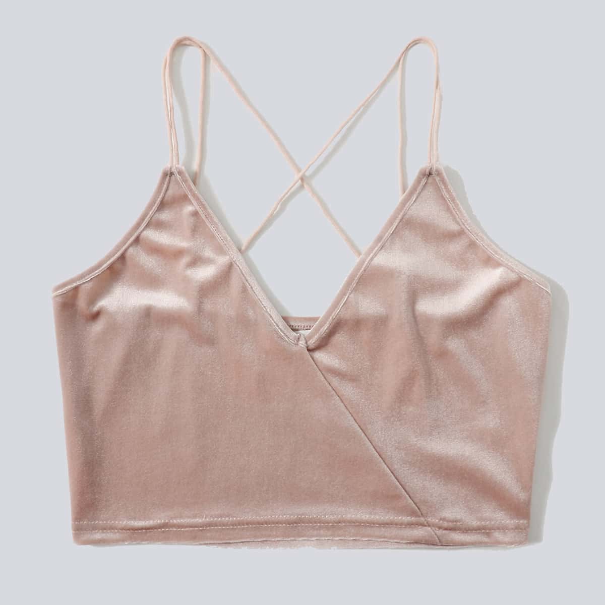 

Criss Cross Velvet Cami Top, Dusty pink