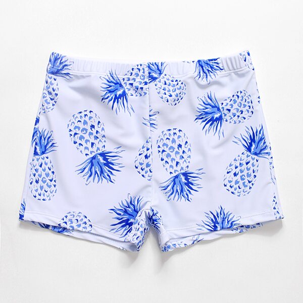

Boys Pineapple Print Swim Shorts, Blue and white