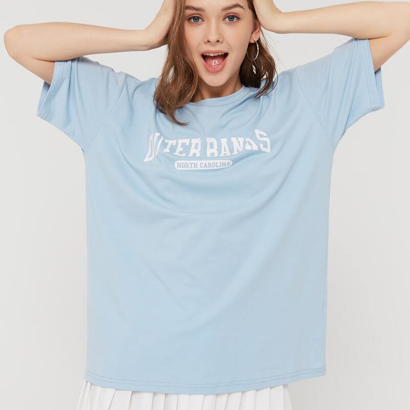 

Letter Graphic Oversized Tee, Baby blue