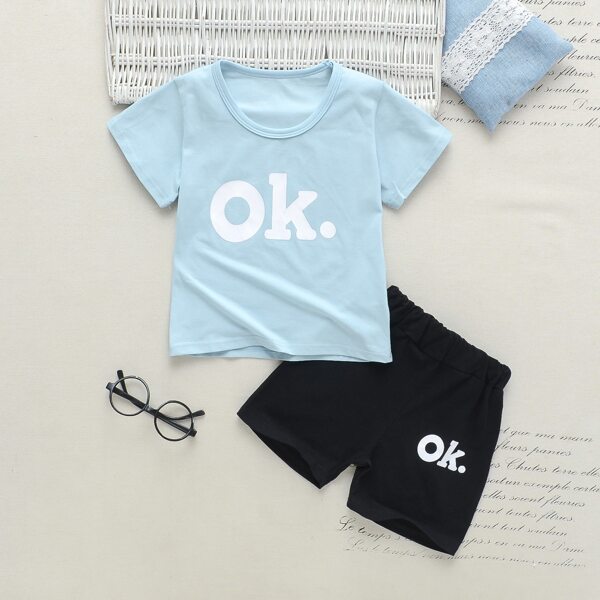 

Toddler Boys Letter Graphic Tee With Shorts, Multicolor