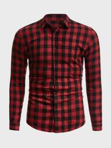 Manfinity Homme 男士紐扣格紋襯衫 - 彩色 - 查看 1