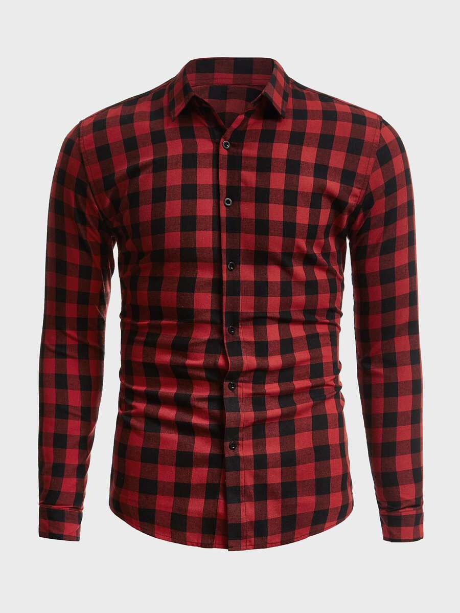 Manfinity Homme 男士紐扣格紋襯衫 - 彩色 - 查看 1