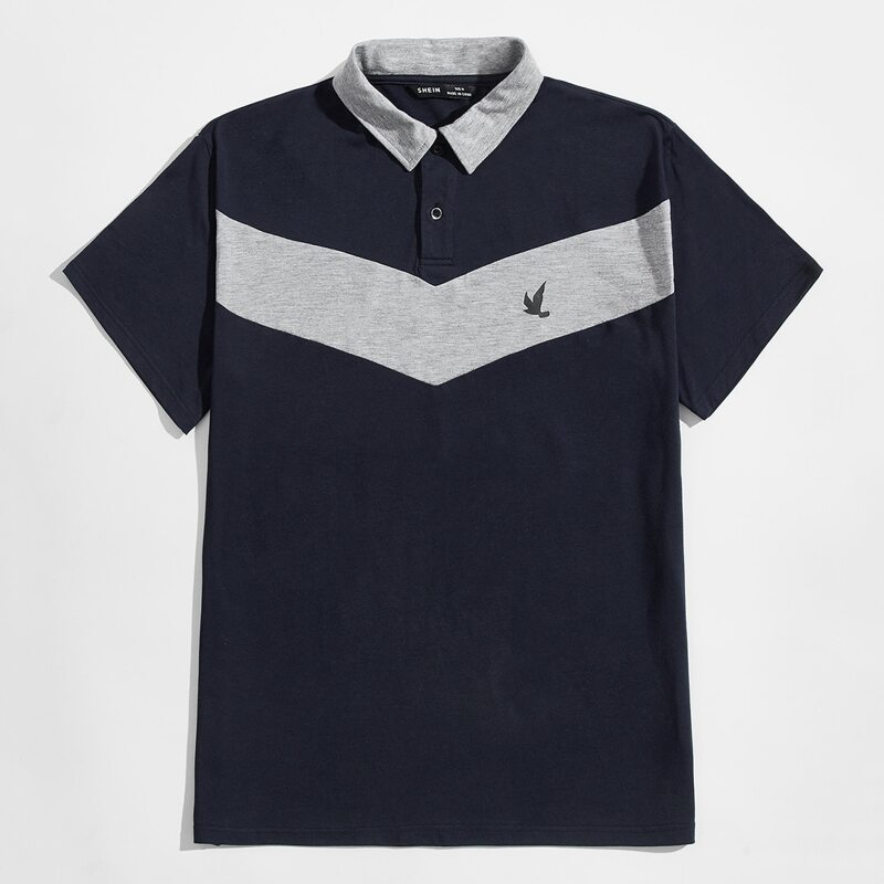 Guys Color Block Polo Shirt, Navy blue