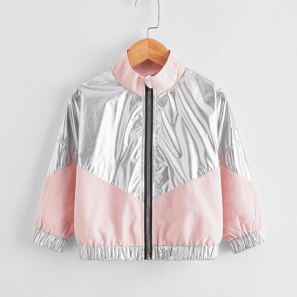 

Toddler Girls Reflective Panel Zip Up Jacket, Multicolor