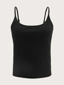 Muchica 羅紋針織吊帶上衣 - 黑色 - 查看 1