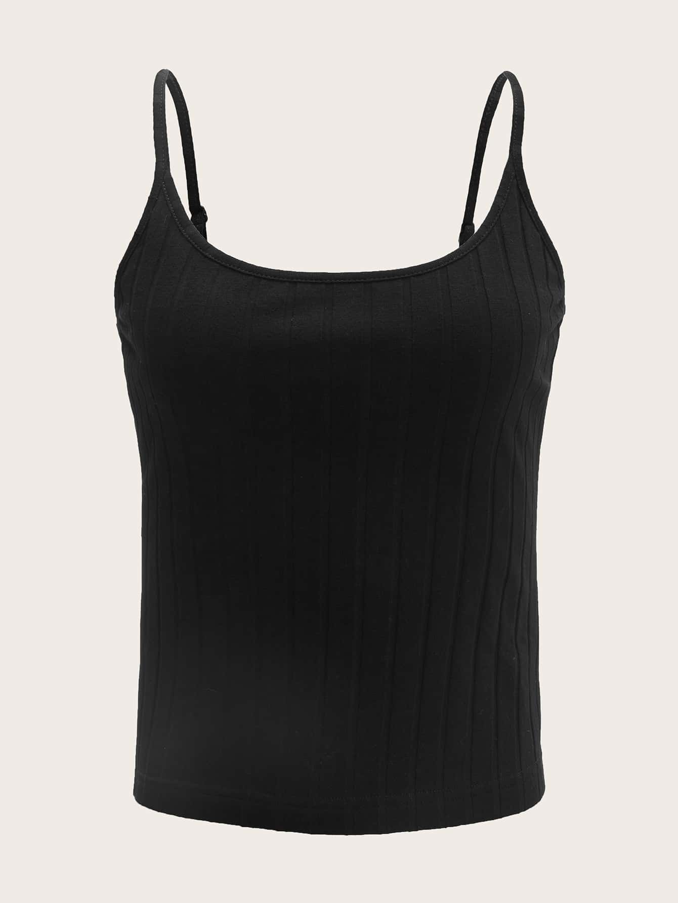 Muchica 羅紋針織吊帶上衣 - 黑色 - 查看 1