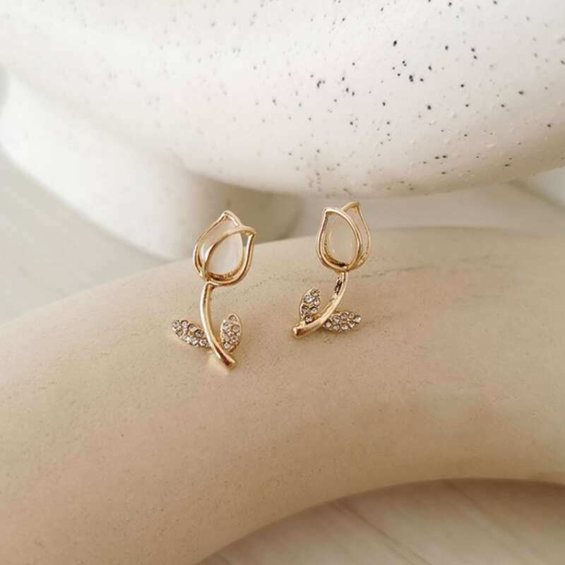 

Rose Stud Earrings, Gold