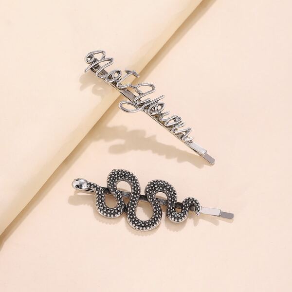 

2pcs Minimalist Hair Clip, Silver