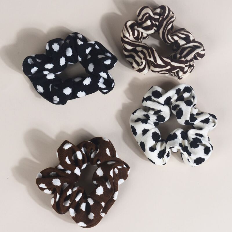 

4pcs Polka Dot Scrunchie, Multicolor