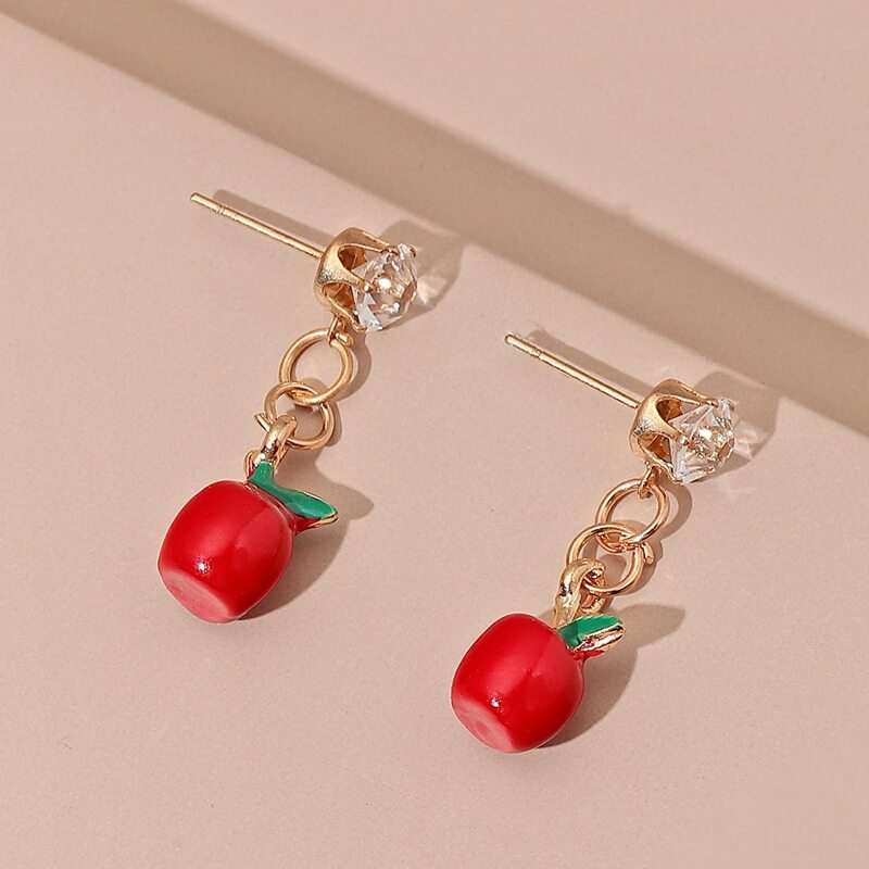 

Rhinestone & Apple Drop Earrings, Multicolor