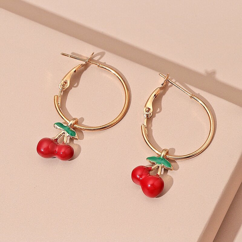 

Cherry Hoop Earrings, Multicolor