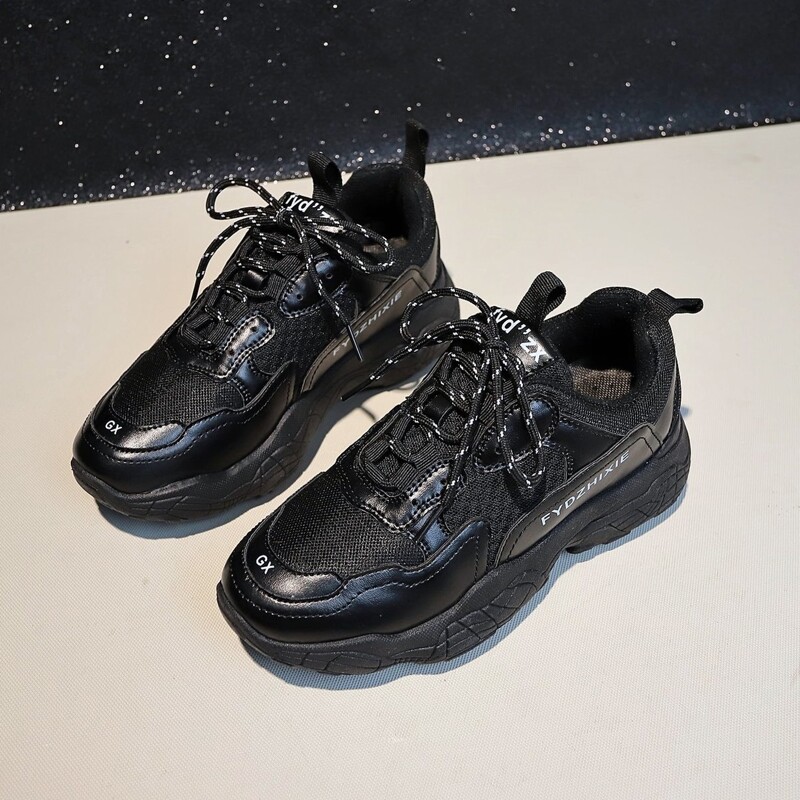 

Lace-up Mesh Chunky Sneakers, Black