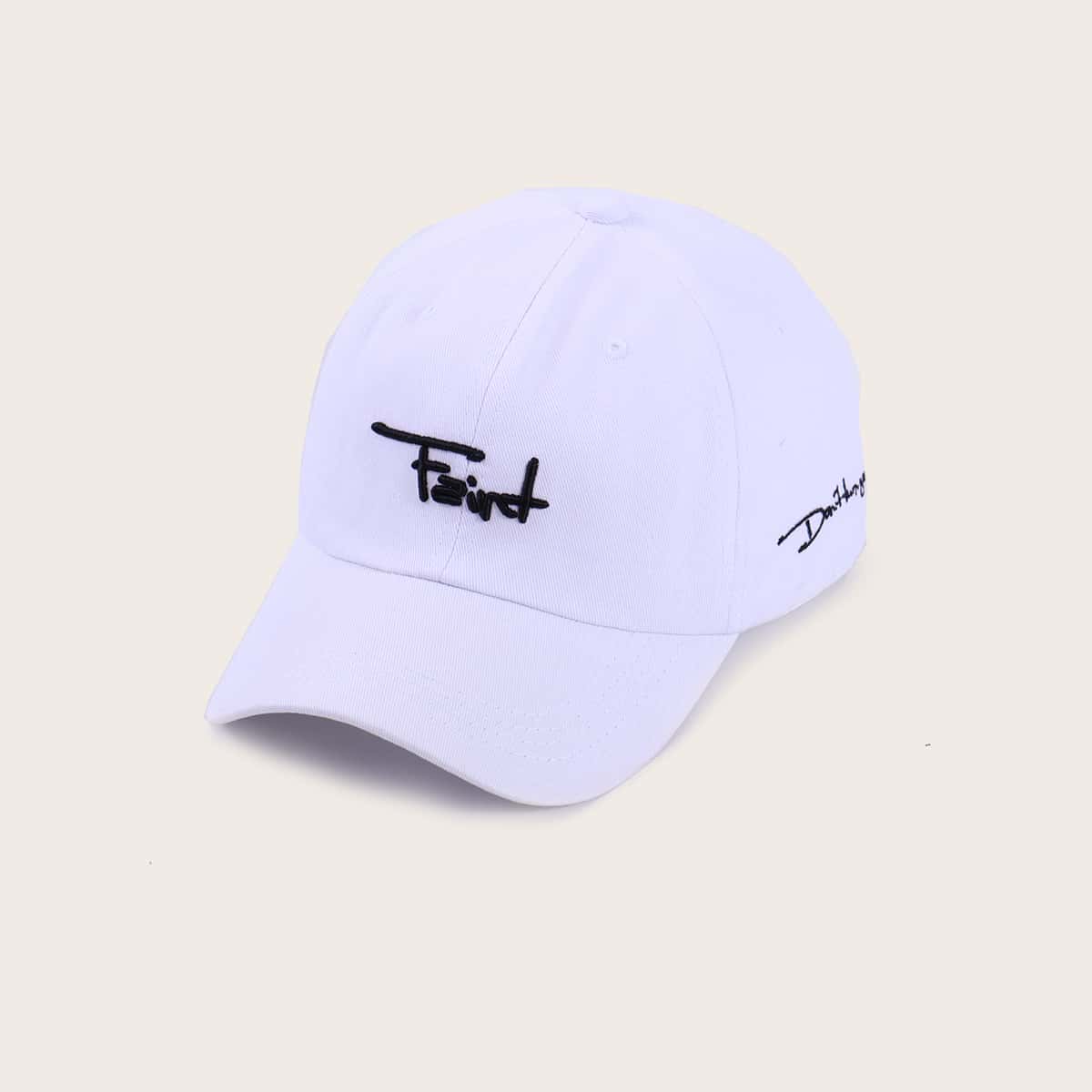 

Letter Embroidery Baseball Cap, White