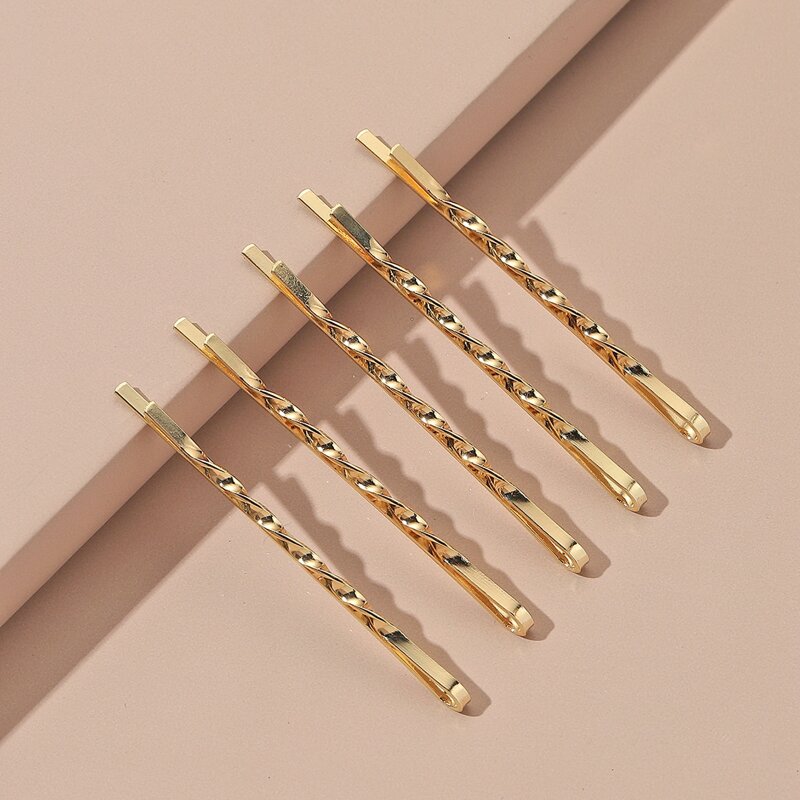 

5pcs Simple Bobby Pin, Gold