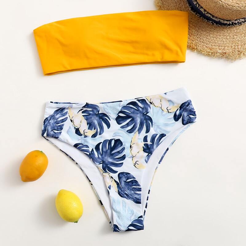 

Tropical High Waist Bikini Swimsuit, Multicolor