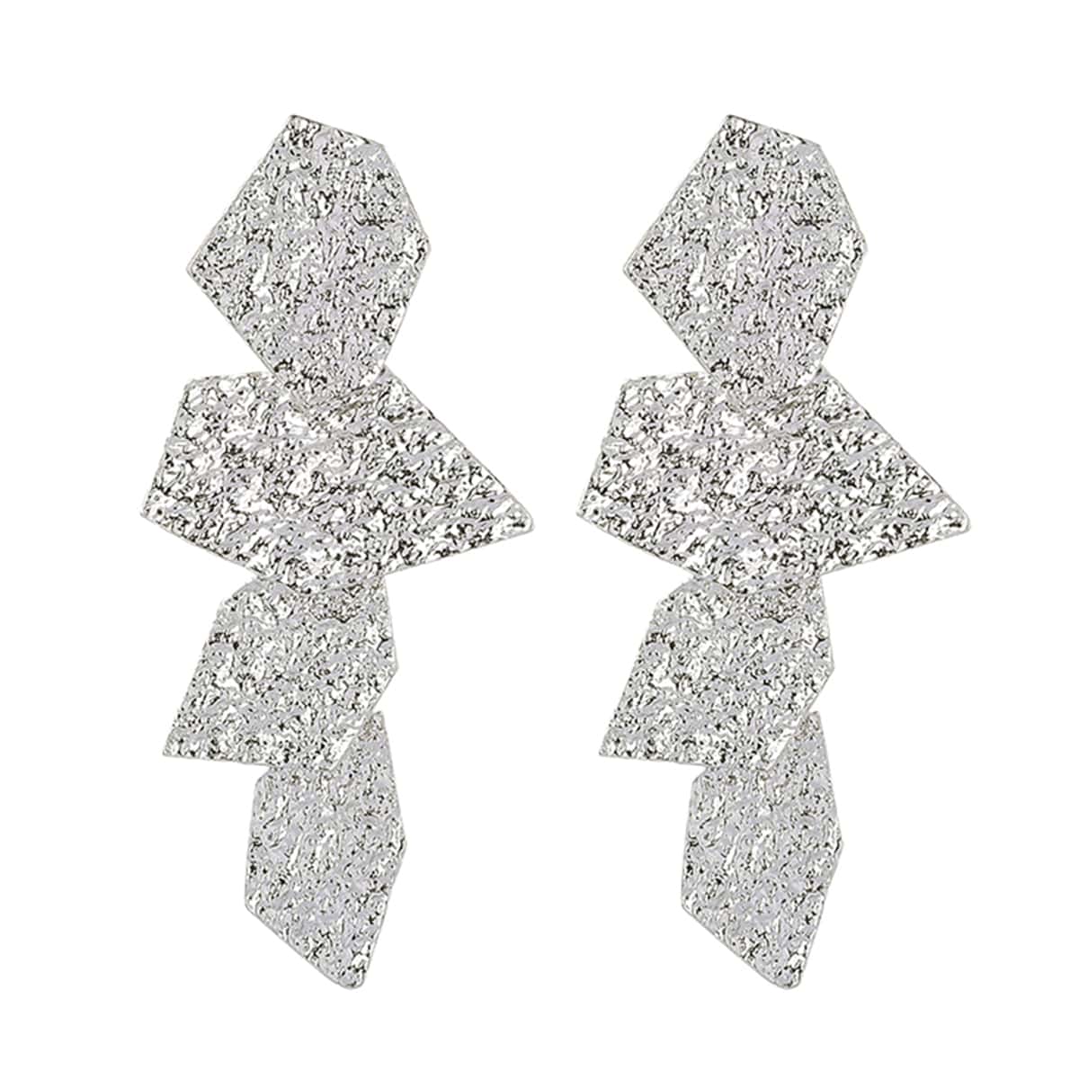 

Textured Metal Drop Earrings, Silver
