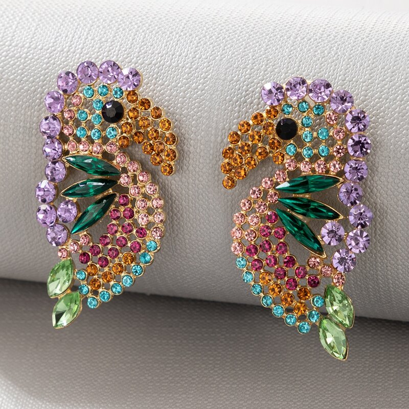 

Rhinestone Parrot Drop Earrings, Multicolor