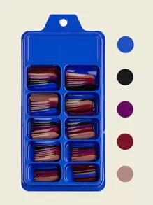 Upgrade Your Look With 100Pcs Long Coffin Multicolor Dark Color Fake Nail Press On Nails Nail Supplies Nails - Multicolor - View 1