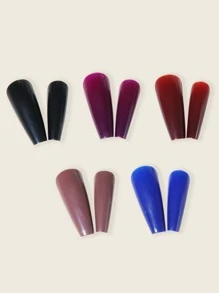 Upgrade Your Look With 100Pcs Long Coffin Multicolor Dark Color Fake Nail Press On Nails Nail Supplies Nails - Multicolor - View 2