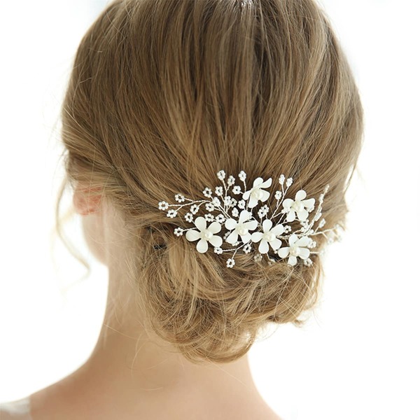 

Seed Bead Decor Hairpin, White