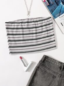 Muchica Striped Rib-knit Tube Top - Multicolor - View 1