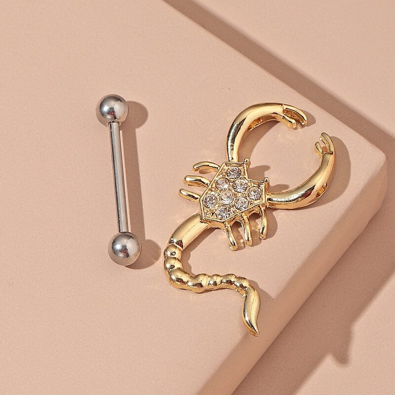 

1pc Scorpion Shaped Nipple Ring, Gold