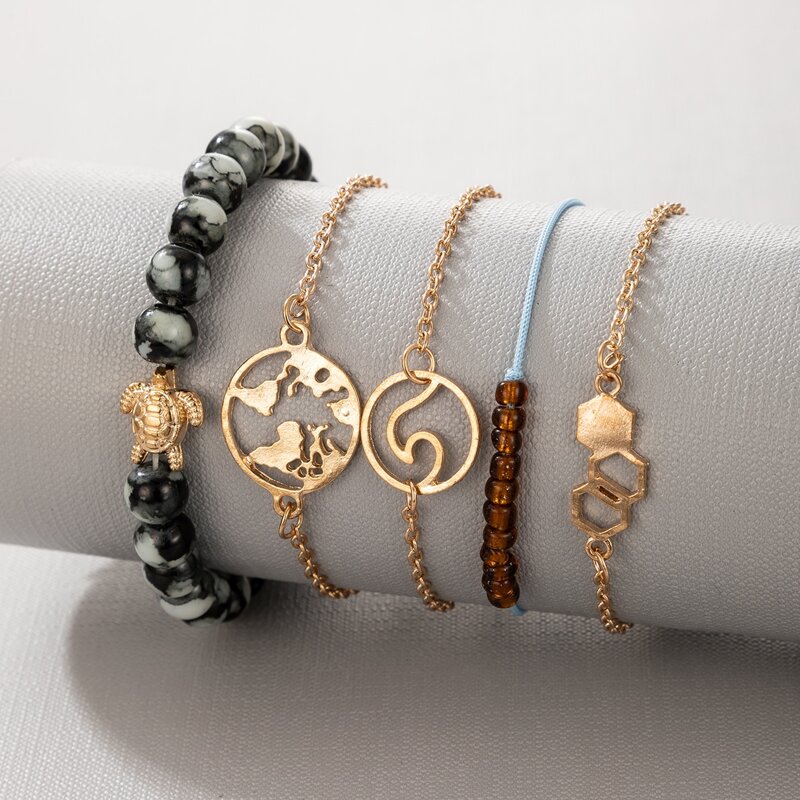 

5pcs Map Decor Bracelet Set, Multicolor