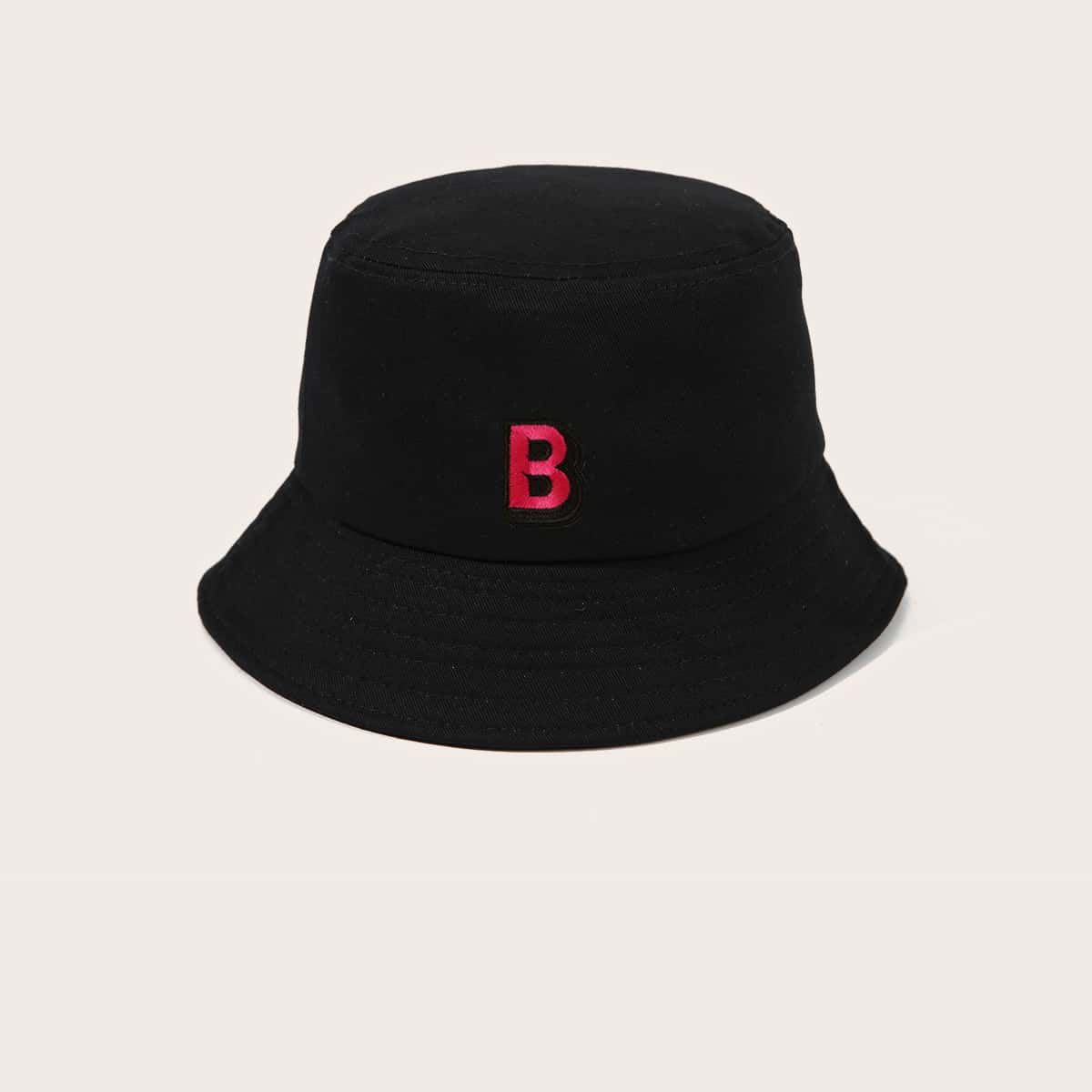 

Letter B Embroidery Bucket Hat, Black