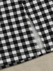 SHEIN Essnce Conjunto top halter corto con falda de guingán - Blanco - Ver 3