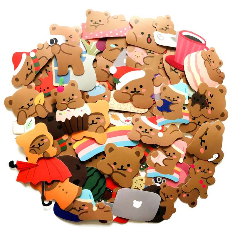 

60pcs Cartoon Bear Pattern Sticker, Multicolor