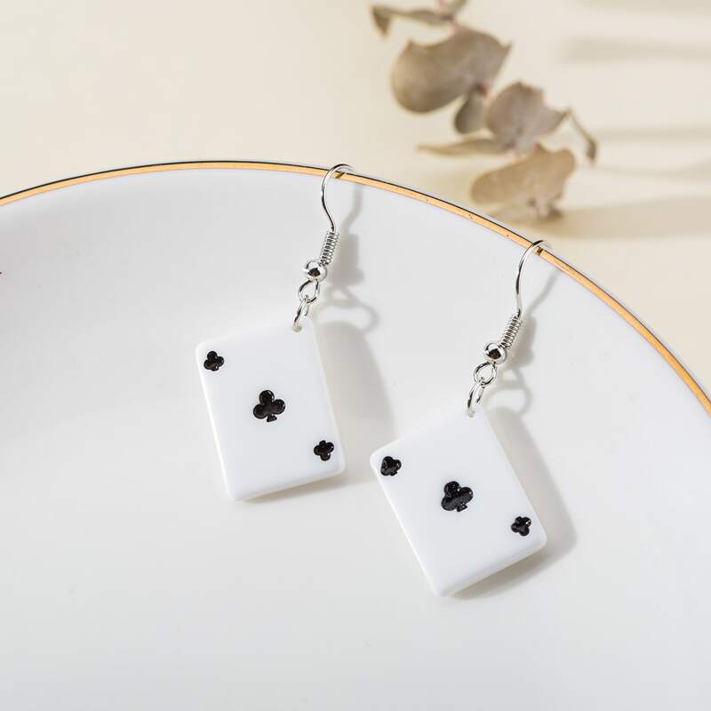 

Poker Drop Earrings, White
