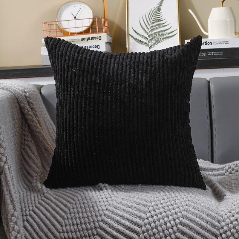 

Solid Color Cushion Cover Without Filler, Black