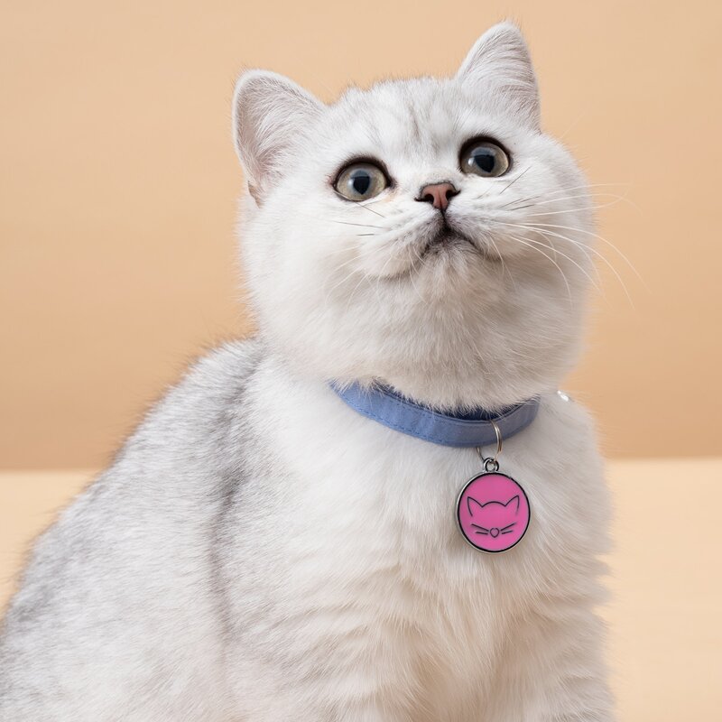 

Cat Pattern Pet Necklace Pendant, Pink