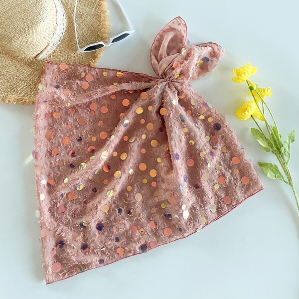 

Sequins Decor Cover Up Skirt, Brown
