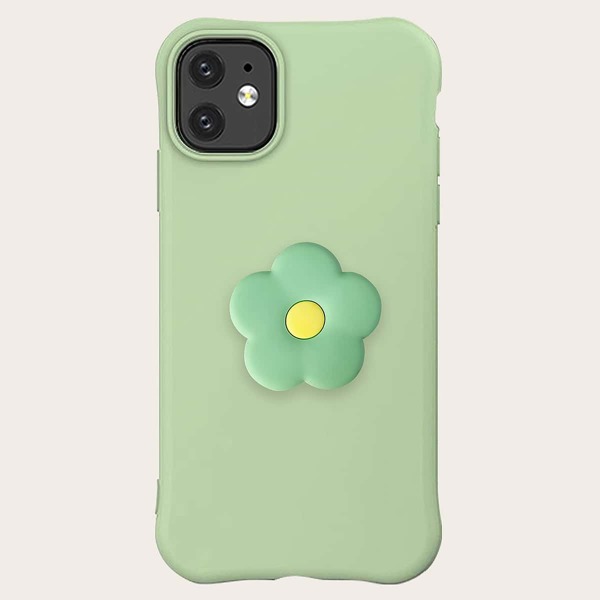

Однотонный чехол для iPhone с выдвижной ручкой для телефона, Зелёный